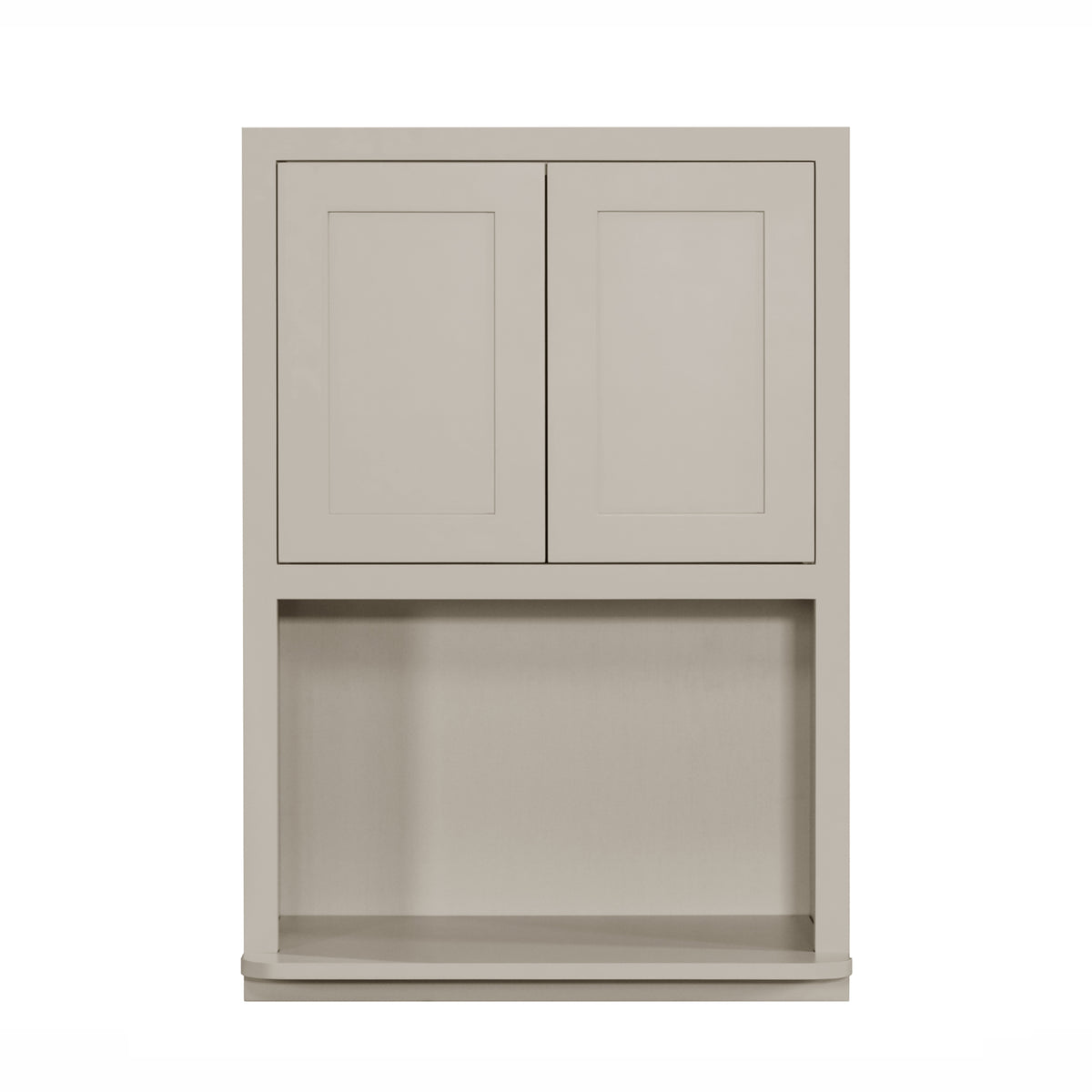 Tuscan Gray 27" x 39" Shaker microwave wall cabinet, Ready-to-Assemble (RTA) kitchen cabinet designed for built-in microwave installation in kitchen remodels, custom kitchen designs, and new home construction.
