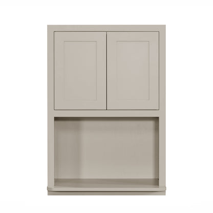 Tuscan Gray 27" x 39" Shaker microwave wall cabinet, Ready-to-Assemble (RTA) kitchen cabinet designed for built-in microwave installation in kitchen remodels, custom kitchen designs, and new home construction.