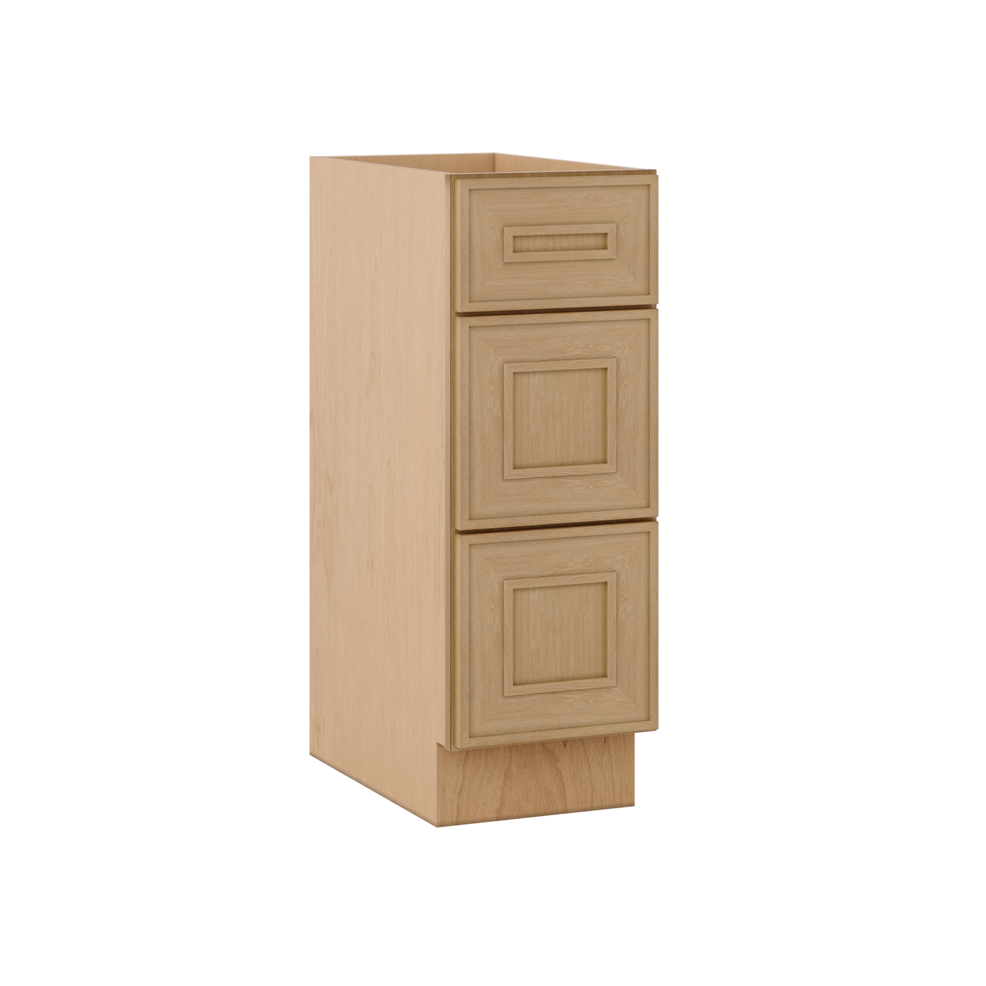 Natural oak elegant craftsman shaker 3-drawer base 12"–21" rta kitchen cabinet