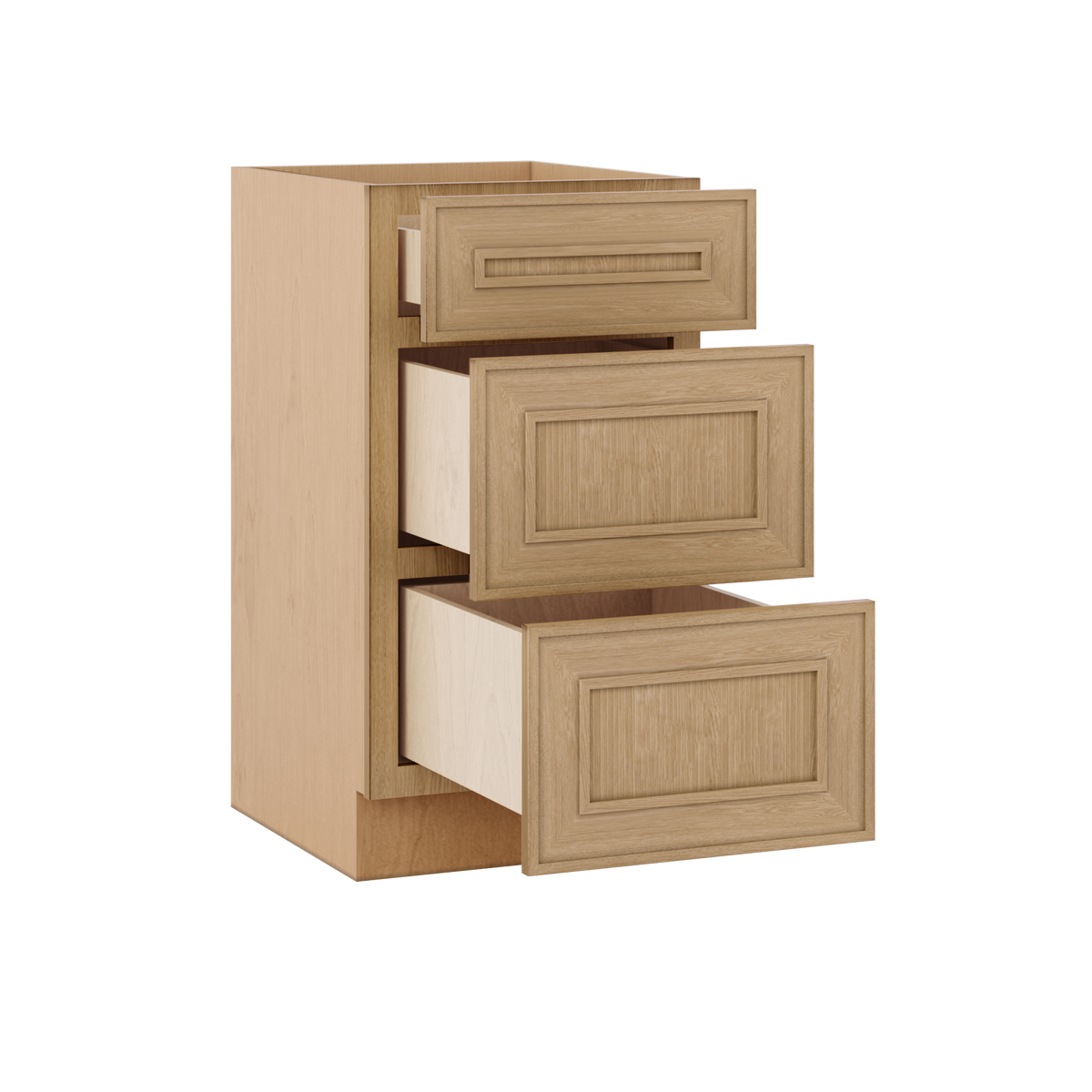 Natural oak elegant craftsman shaker 3-drawer base 12"–21" rta kitchen cabinet – view 6