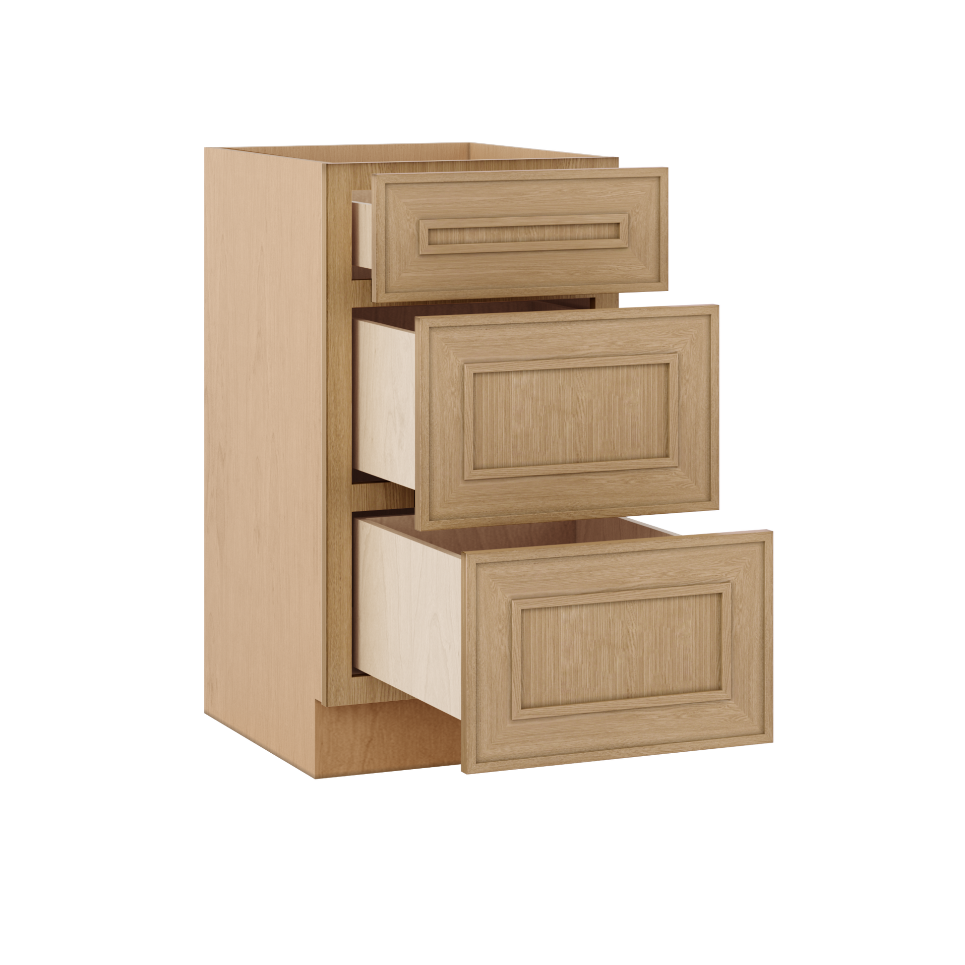Natural oak elegant craftsman shaker 3-drawer base 12"–21" rta kitchen cabinet – view 6