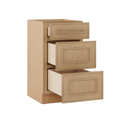 Natural oak elegant craftsman shaker 3-drawer base 12"–21" rta kitchen cabinet – view 6