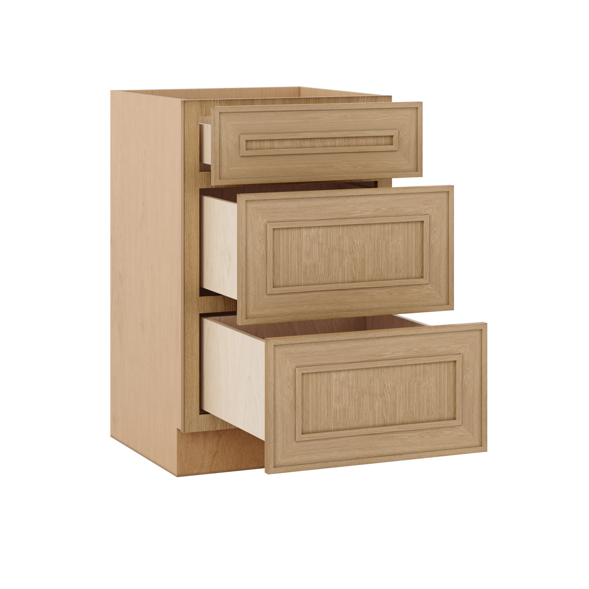 Natural oak elegant craftsman shaker 3-drawer base 12"–21" rta kitchen cabinet – view 8