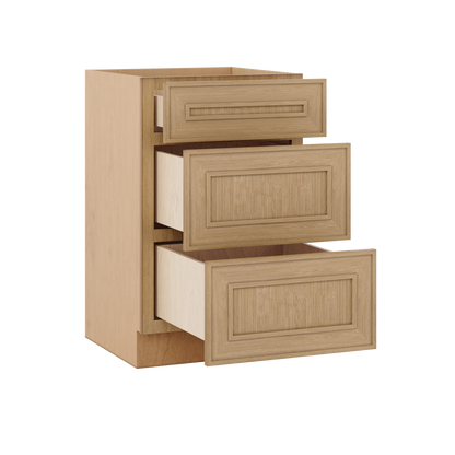 Natural oak elegant craftsman shaker 3-drawer base 12"–21" rta kitchen cabinet – view 8