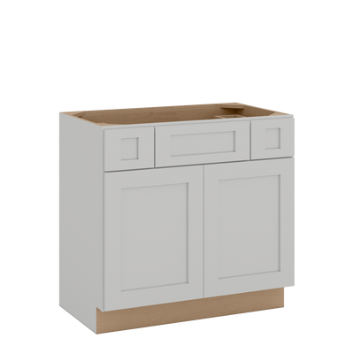36", 42", and 48" Width | Vanity Base 2 Top Drawers Cabinet | RTA Unassembled | Monaco White Shaker Full Overlay
