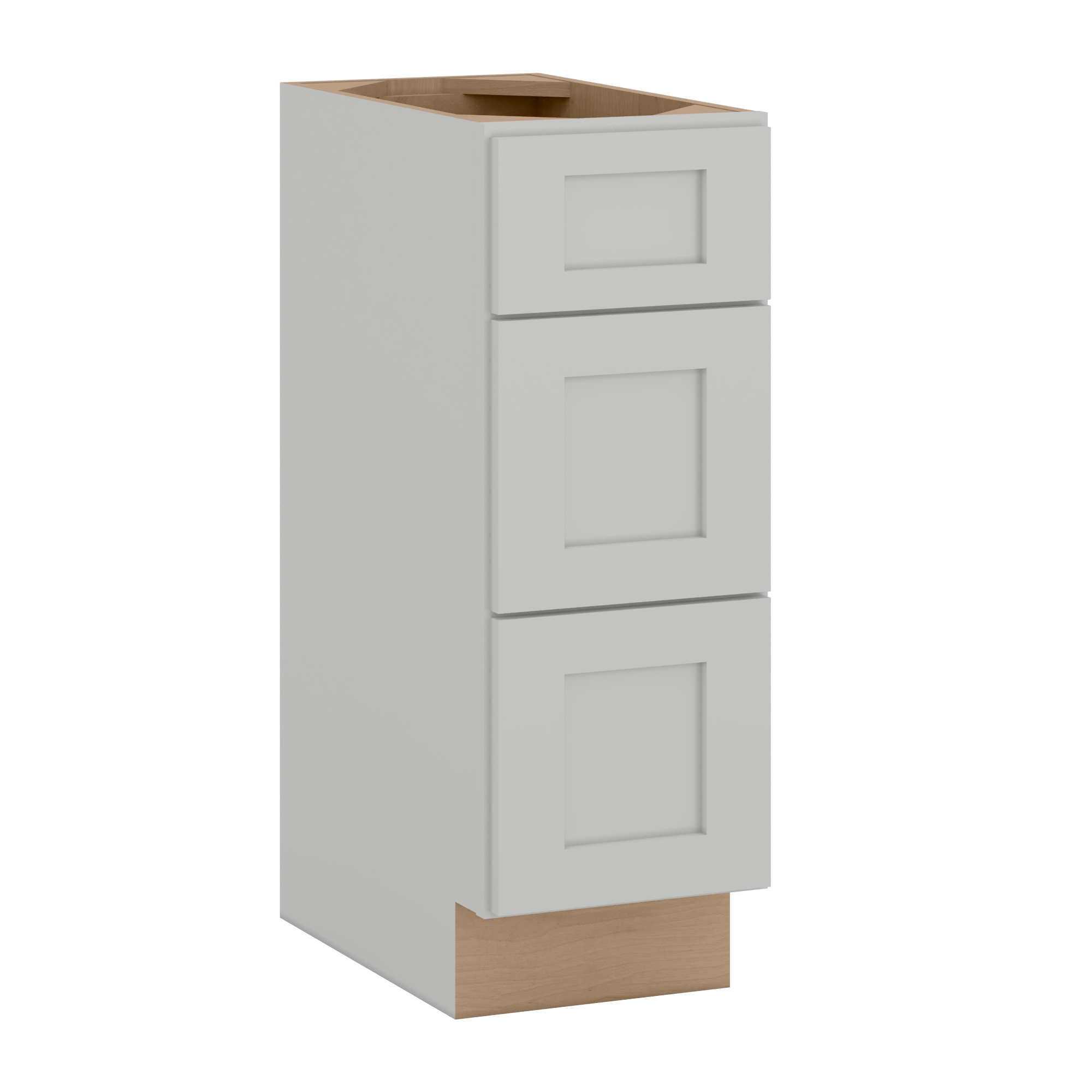 12", 15", 18", and 21" Width | Vanity 3 Drawer Base Cabinet | RTA Unassembled | Premium White Shaker Full Overlay