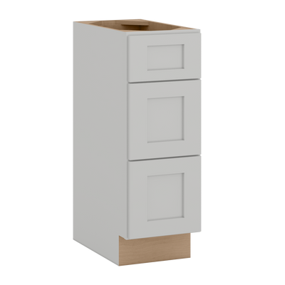 12", 15", 18", and 21" Width | Vanity 3 Drawer Base Cabinet | RTA Unassembled | Premium White Shaker Full Overlay