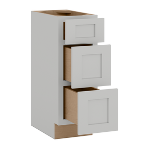 12", 15", 18", and 21" Width | Vanity 3 Drawer Base Cabinet | RTA Unassembled | Premium White Shaker Full Overlay