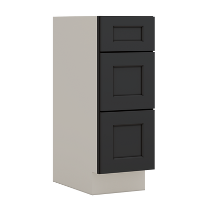 Vanity Drawer Base 12", 15", 18", 21" & 24" 15HNS Hermosa Noir Black Shaker 1-1/4" Overlay