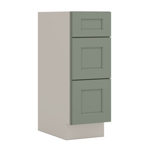 Vanity Drawer Base 12", 15", 18", 21" & 24" Green Shaker 1-1/4" Overlay