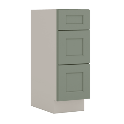 Vanity Drawer Base 12", 15", 18" & 21" Green Shaker 1-1/4" Overlay