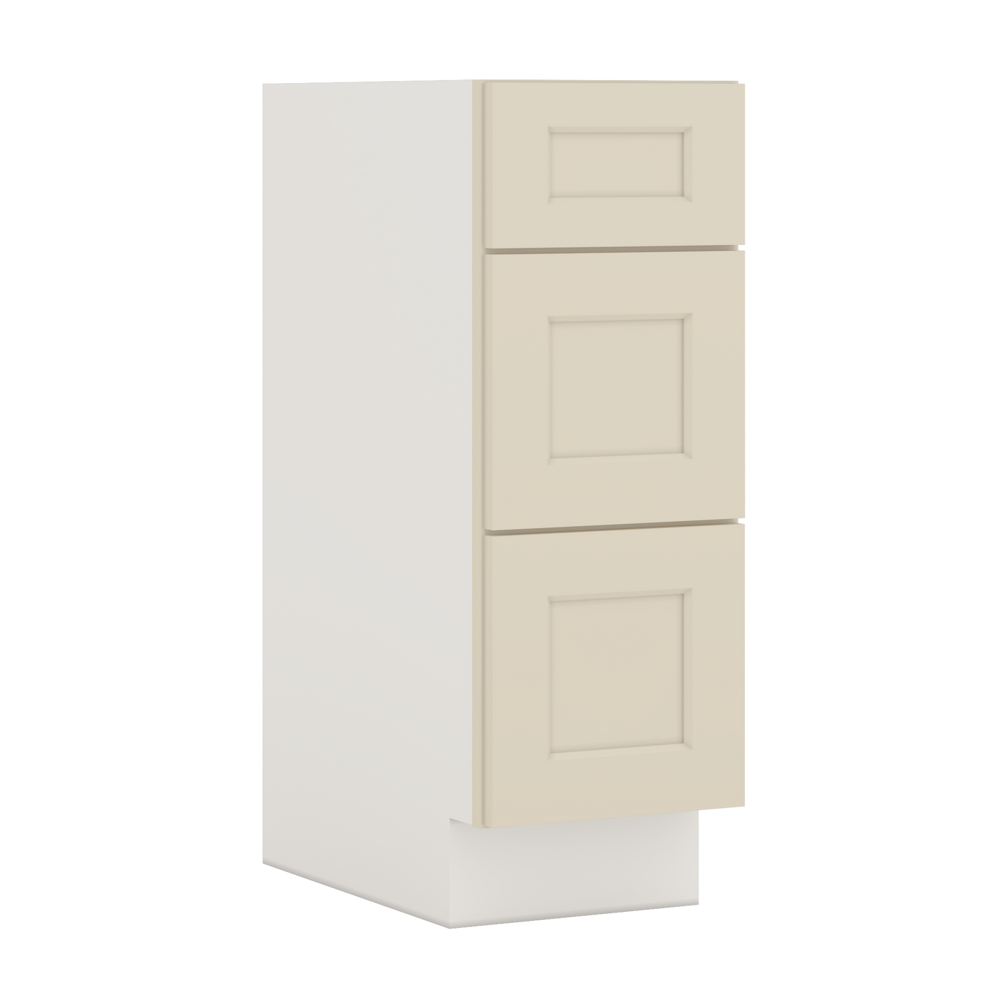 Vanity Drawer Base 12", 15", 18", 21" & 24" Manhattan Cream Shaker 1-1/4" Overlay