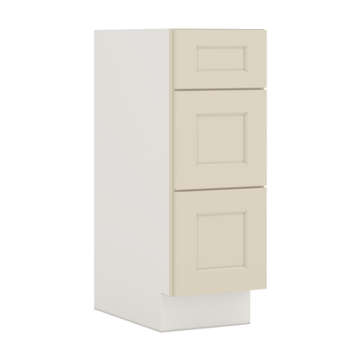 Vanity Drawer Base 12", 15", 18" & 21" Manhattan Cream Shaker 1-1/4" Overlay