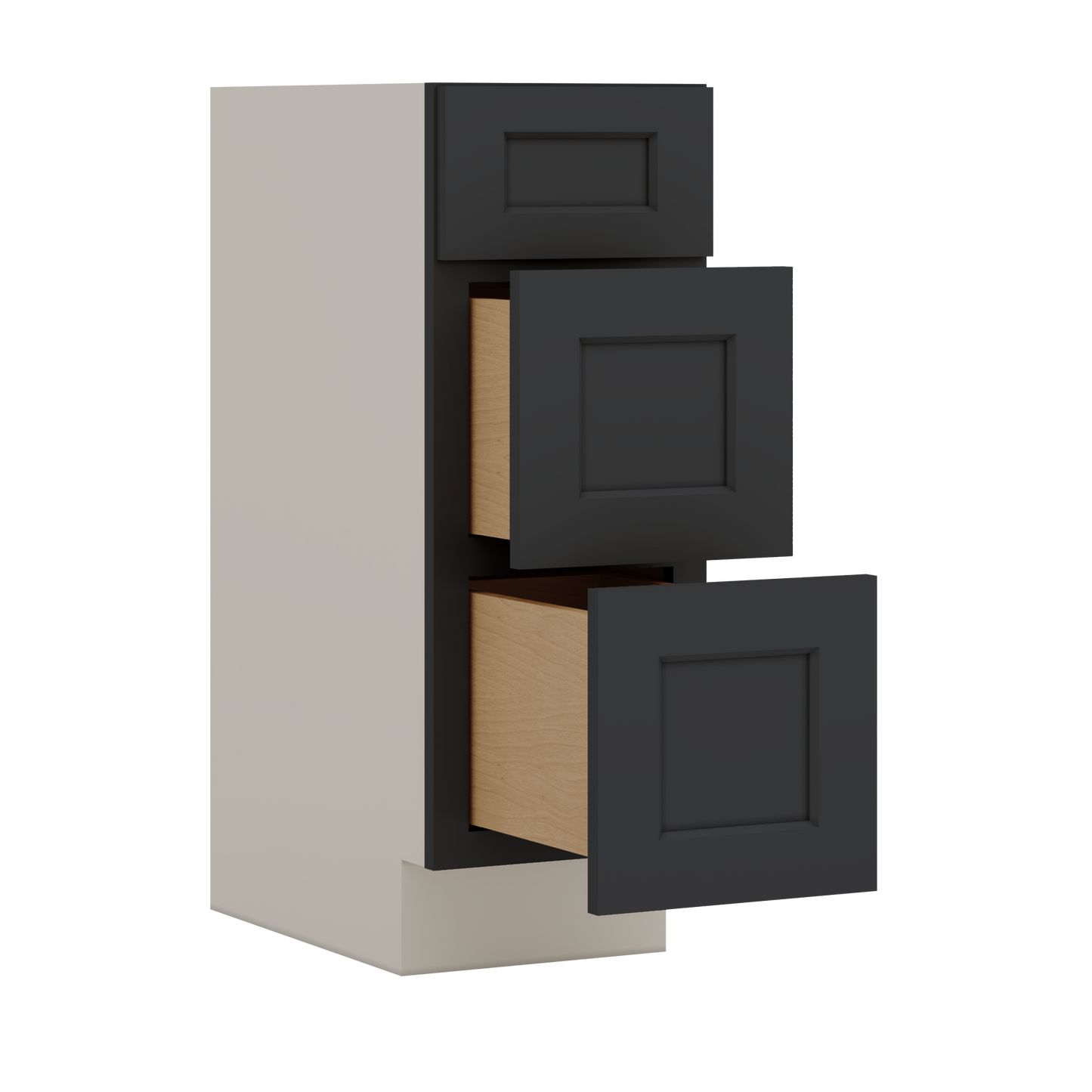 Vanity Drawer Base 12", 15", 18", 21" & 24" 15HNS Hermosa Noir Black Shaker 1-1/4" Overlay