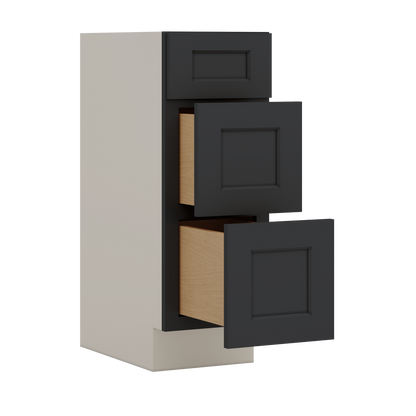 Vanity Drawer Base 12", 15", 18", 21" & 24" 15HNS Hermosa Noir Black Shaker 1-1/4" Overlay