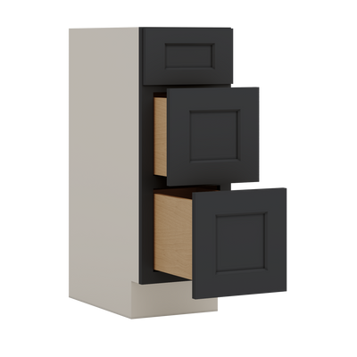 Vanity Drawer Base 12", 15", 18" & 21" 15HNS Hermosa Noir Black Shaker 1-1/4" Overlay