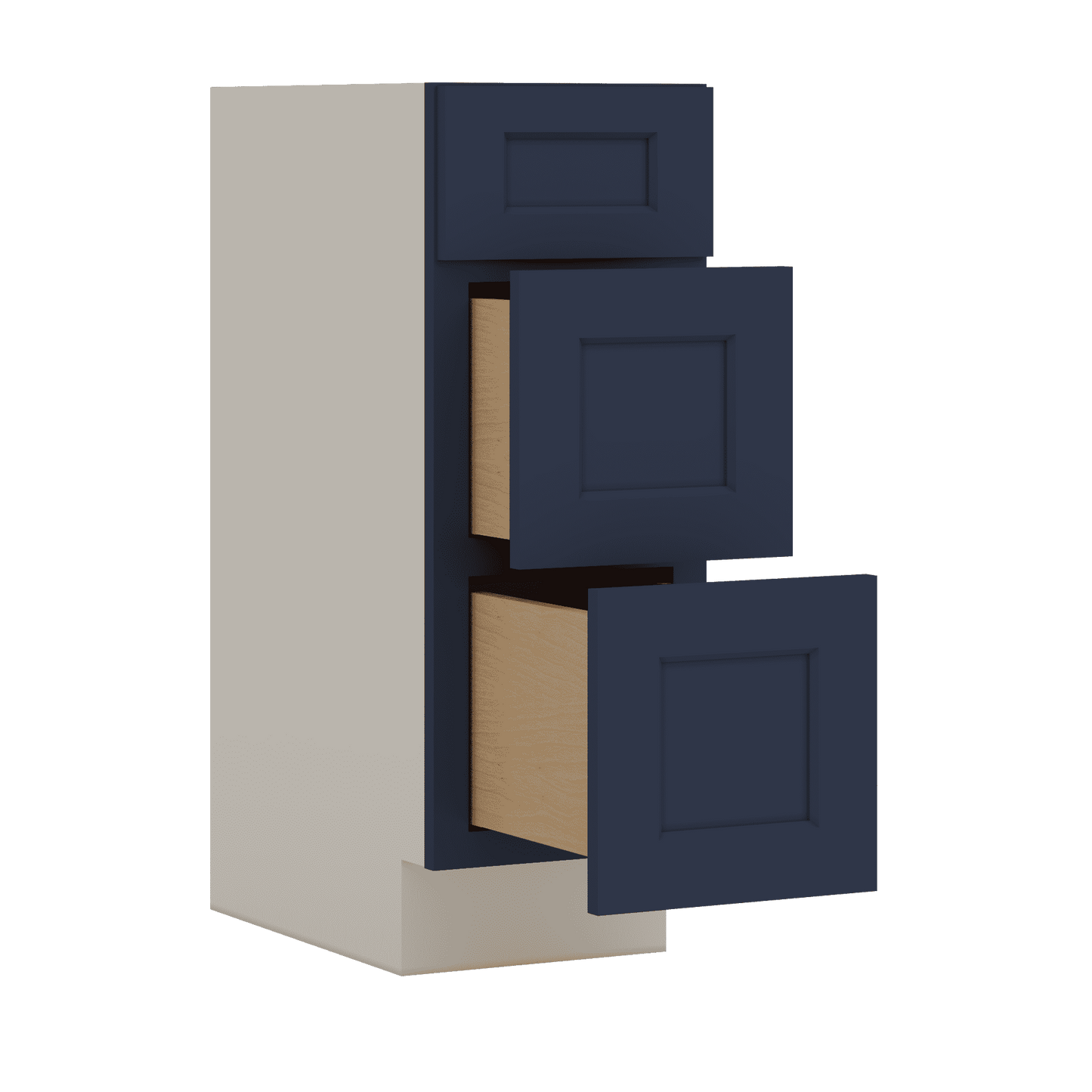 Vanity Drawer Base 12", 15", 18", 21" & 24" NB29 Naval Blue Shaker 1-1/4" Overlay