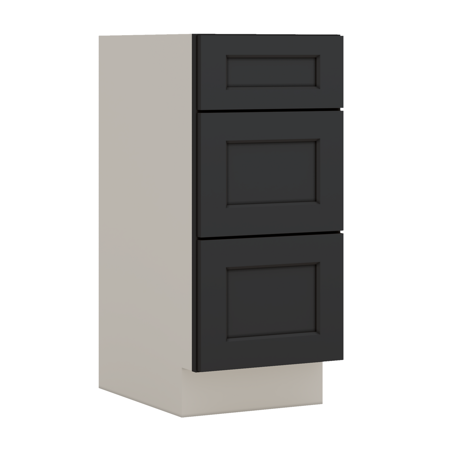 Vanity Drawer Base 12", 15", 18", 21" & 24" 15HNS Hermosa Noir Black Shaker 1-1/4" Overlay