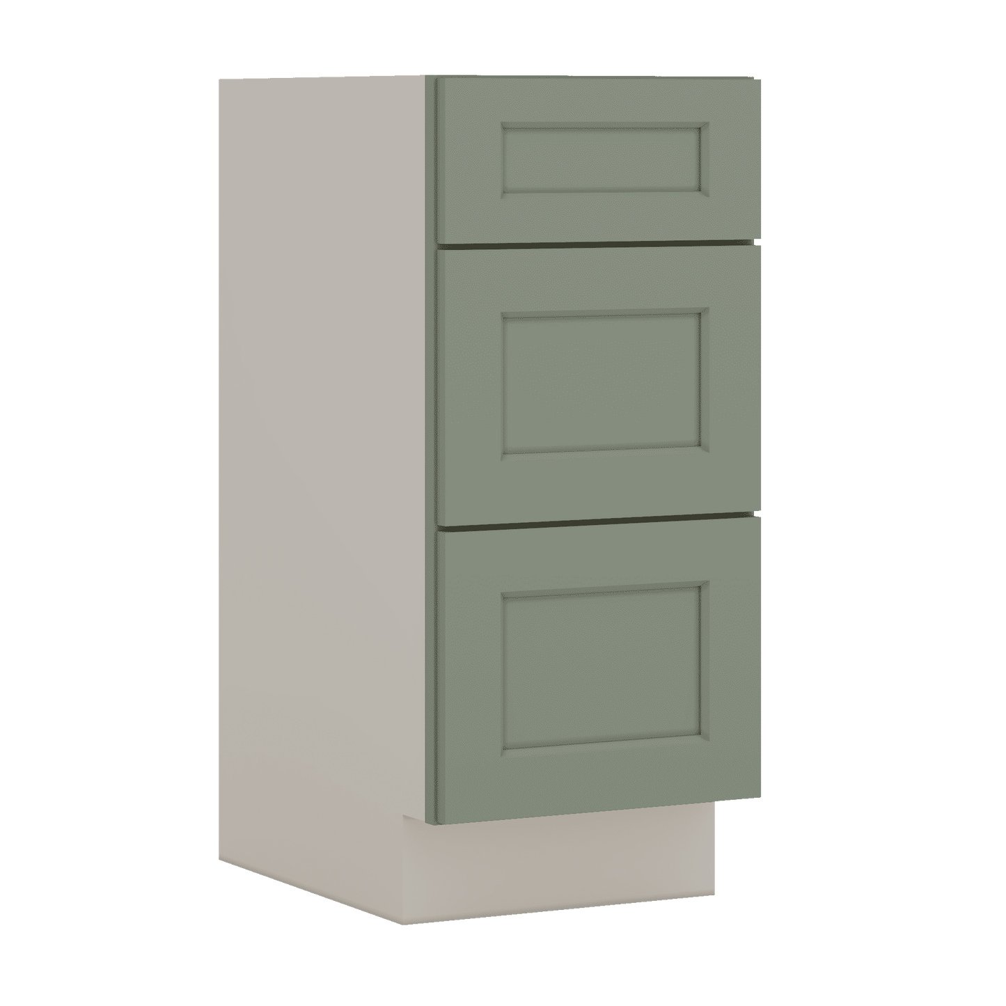 Vanity Drawer Base 12", 15", 18", 21" & 24" Green Shaker 1-1/4" Overlay