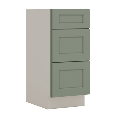 Vanity Drawer Base 12", 15", 18", 21" & 24" Green Shaker 1-1/4" Overlay