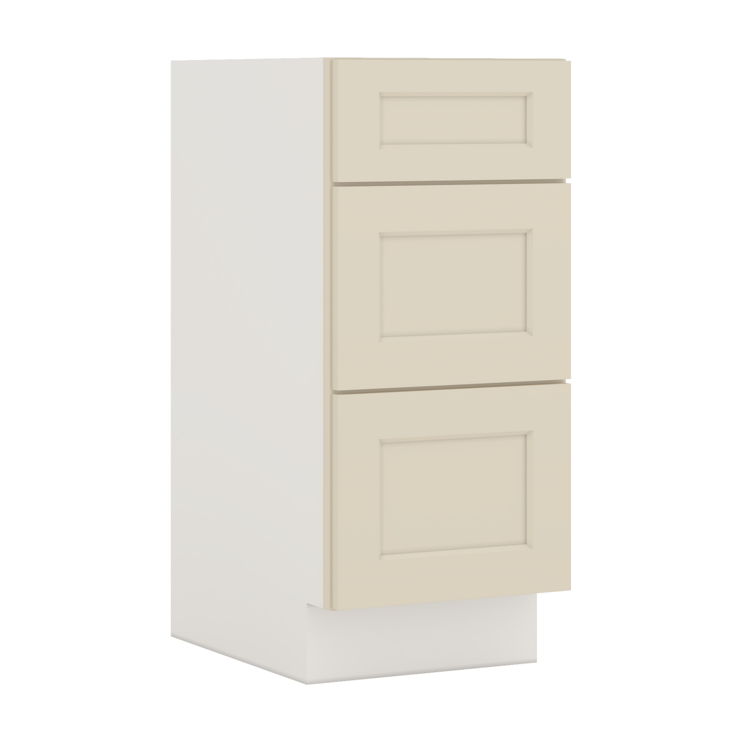 Vanity Drawer Base 12", 15", 18", 21" & 24" Manhattan Cream Shaker 1-1/4" Overlay