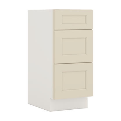 Vanity Drawer Base 12", 15", 18", 21" & 24" Manhattan Cream Shaker 1-1/4" Overlay