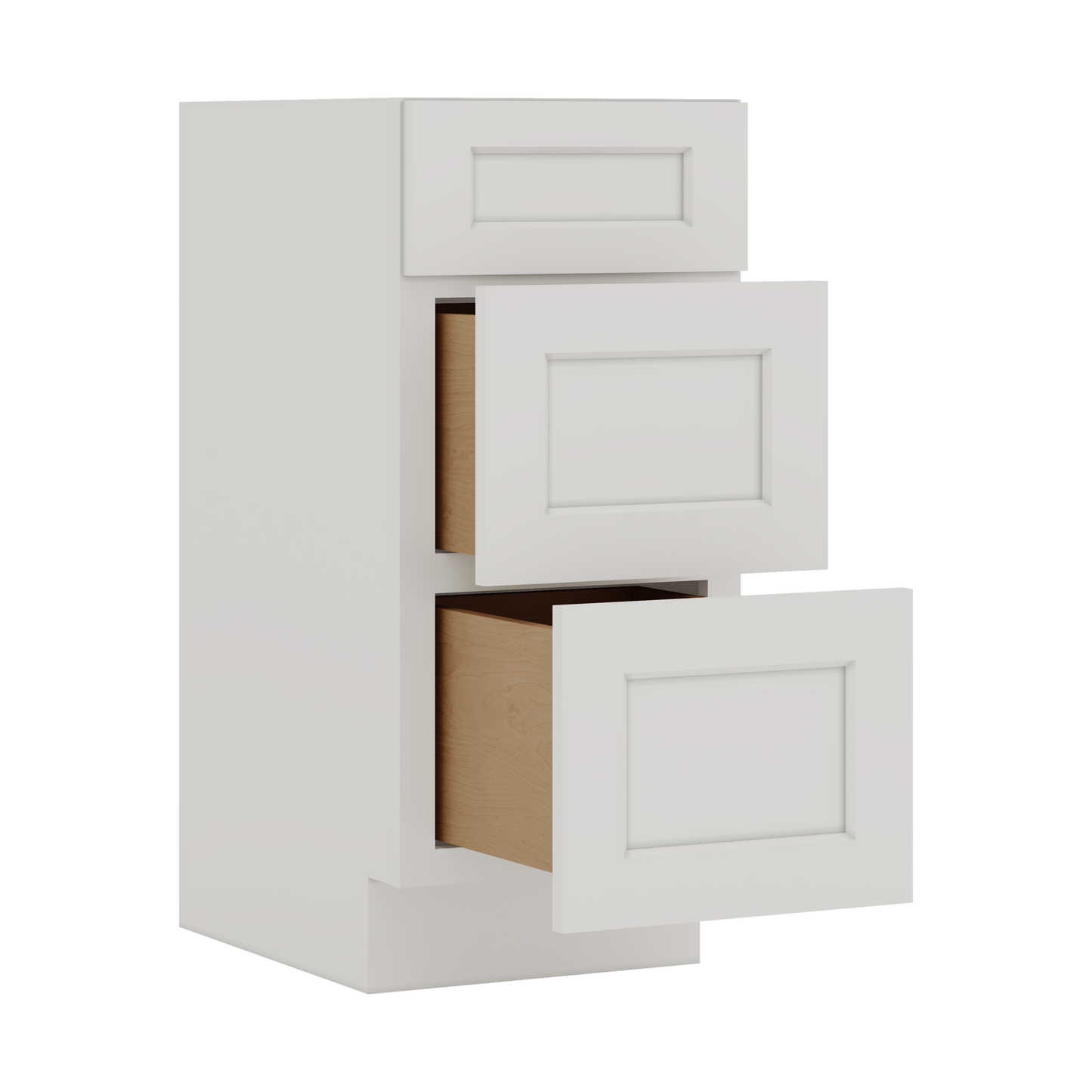 Vanity Drawer Base 12", 15", 18", 21" & 24" ICE White Shaker 1-1/4" Overlay CWS/CWB
