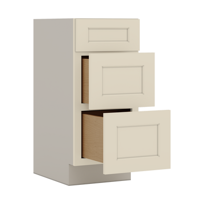 Vanity Drawer Base 12", 15", 18", 21" & 24" Manhattan Cream Shaker 1-1/4" Overlay