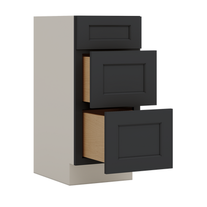 Vanity Drawer Base 12", 15", 18", 21" & 24" 15HNS Hermosa Noir Black Shaker 1-1/4" Overlay