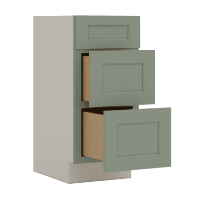 Vanity Drawer Base 12", 15", 18", 21" & 24" Green Shaker 1-1/4" Overlay