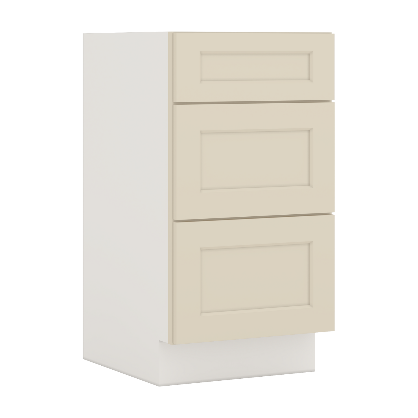Vanity Drawer Base 12", 15", 18", 21" & 24" Manhattan Cream Shaker 1-1/4" Overlay
