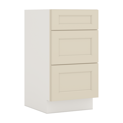 Vanity Drawer Base 12", 15", 18", 21" & 24" Manhattan Cream Shaker 1-1/4" Overlay