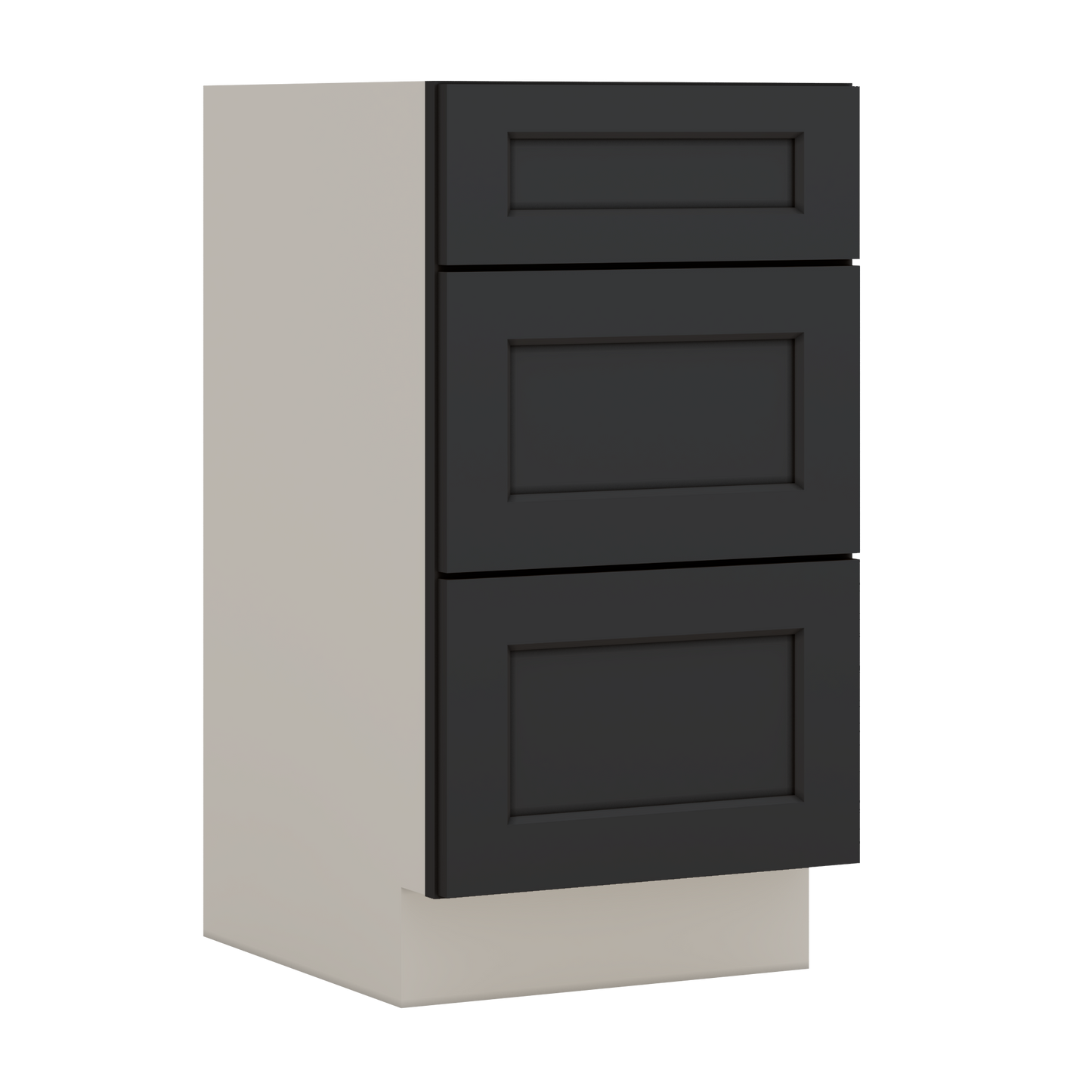 Vanity Drawer Base 12", 15", 18", 21" & 24" 15HNS Hermosa Noir Black Shaker 1-1/4" Overlay
