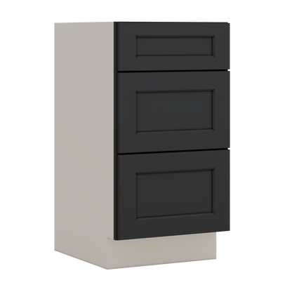 Vanity Drawer Base 12", 15", 18", 21" & 24" 15HNS Hermosa Noir Black Shaker 1-1/4" Overlay