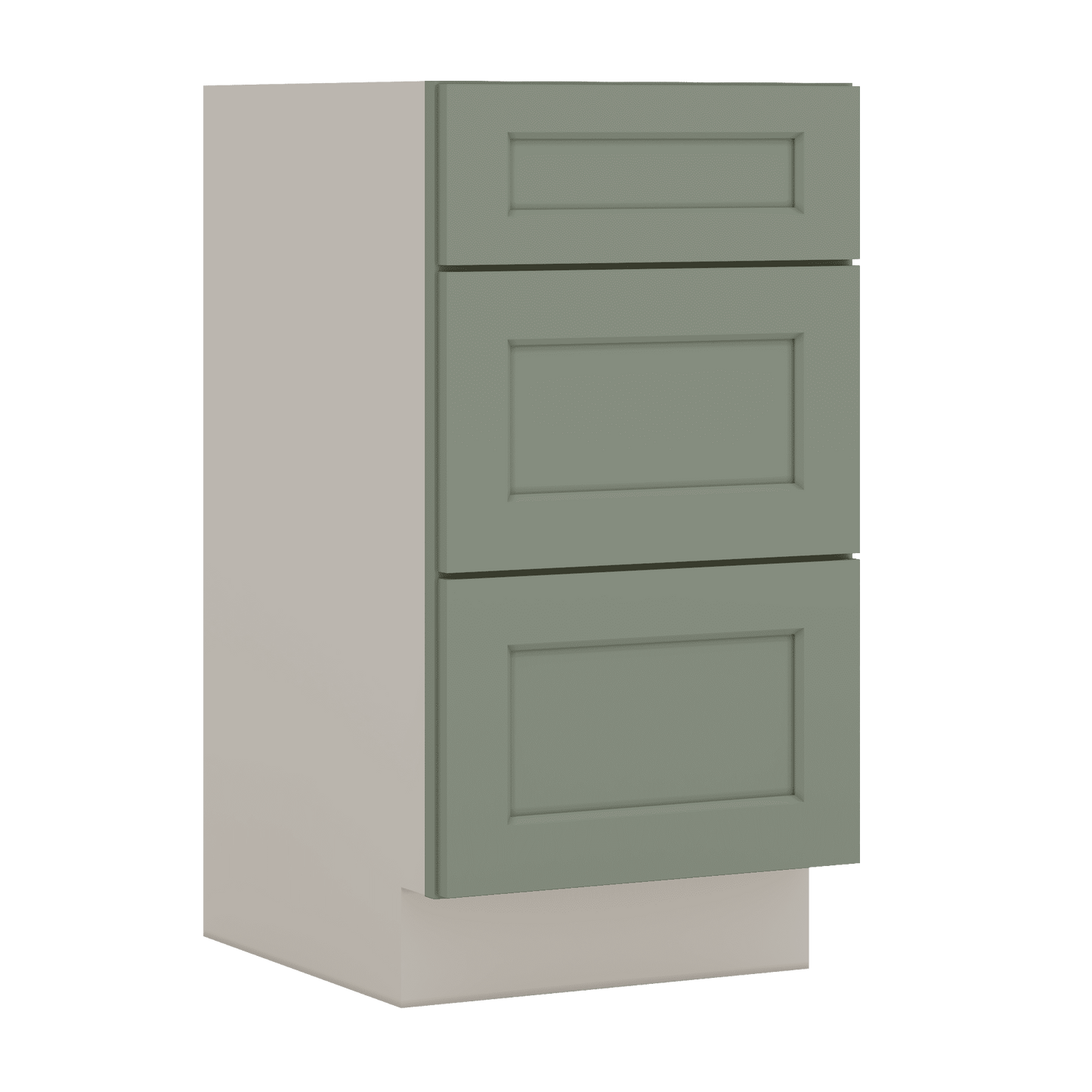 Vanity Drawer Base 12", 15", 18", 21" & 24" Green Shaker 1-1/4" Overlay