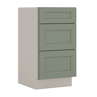 Vanity Drawer Base 12", 15", 18", 21" & 24" Green Shaker 1-1/4" Overlay