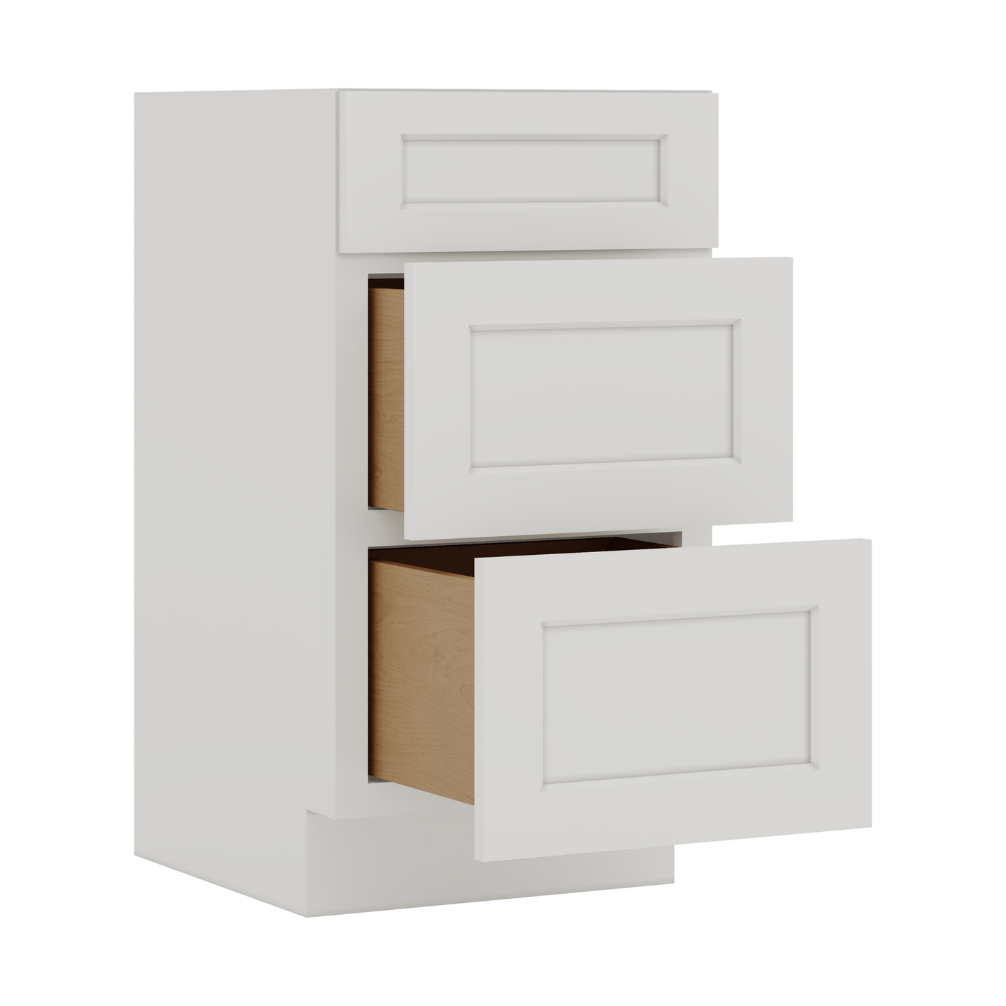 Vanity Drawer Base 12", 15", 18", 21" & 24" ICE White Shaker 1-1/4" Overlay CWS/CWB