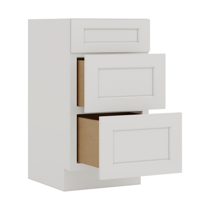 Vanity Drawer Base 12", 15", 18", 21" & 24" ICE White Shaker 1-1/4" Overlay CWS/CWB