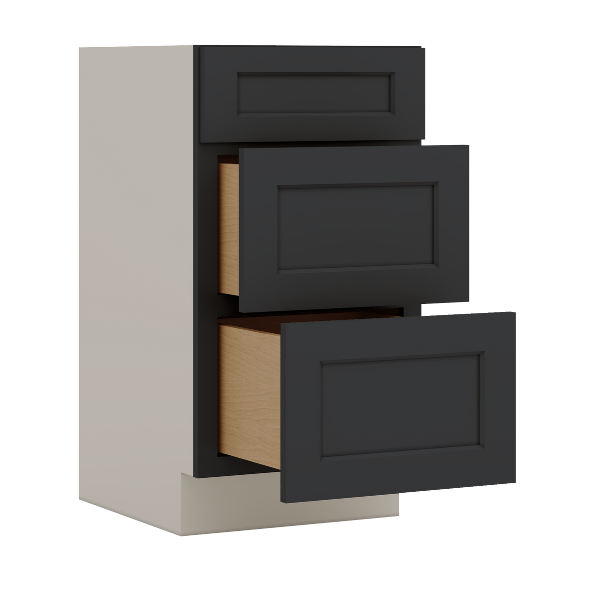 Vanity Drawer Base 12", 15", 18", 21" & 24" 15HNS Hermosa Noir Black Shaker 1-1/4" Overlay