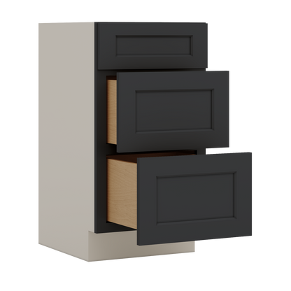 Vanity Drawer Base 12", 15", 18", 21" & 24" 15HNS Hermosa Noir Black Shaker 1-1/4" Overlay