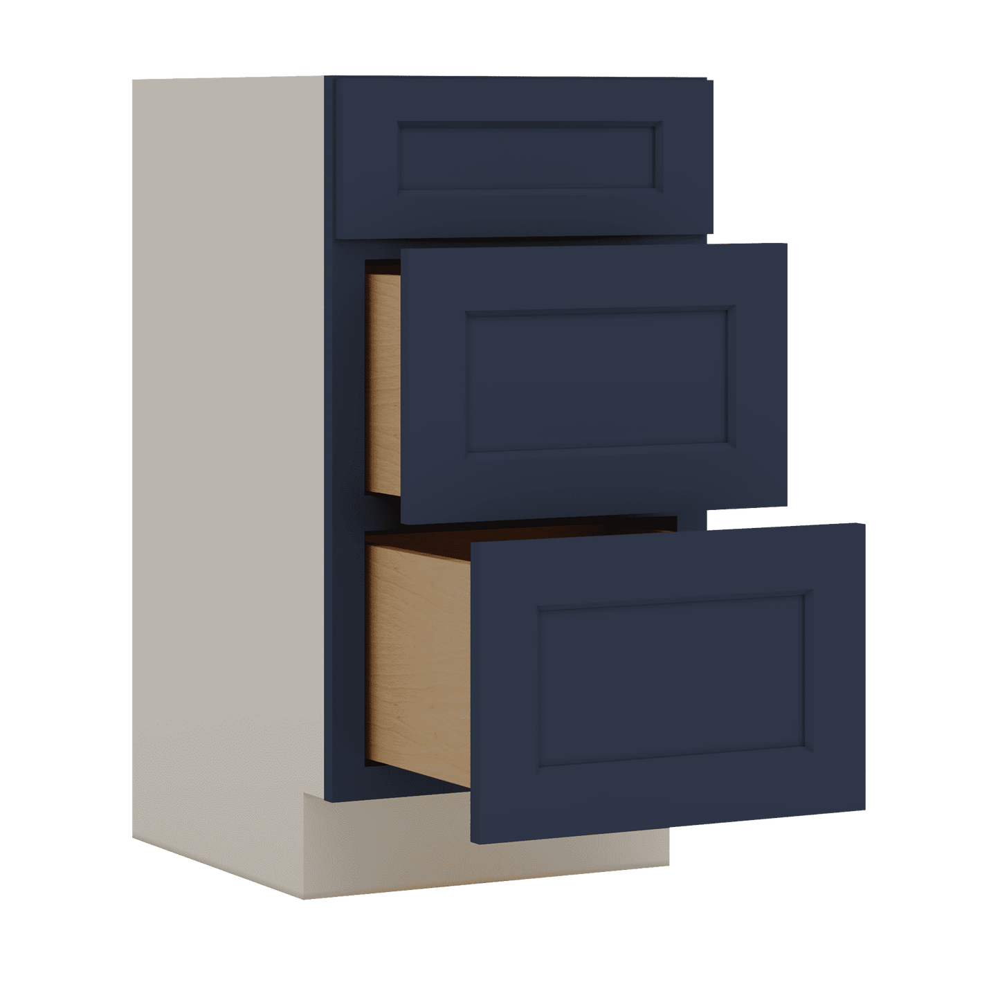 Vanity Drawer Base 12", 15", 18", 21" & 24" NB29 Naval Blue Shaker 1-1/4" Overlay