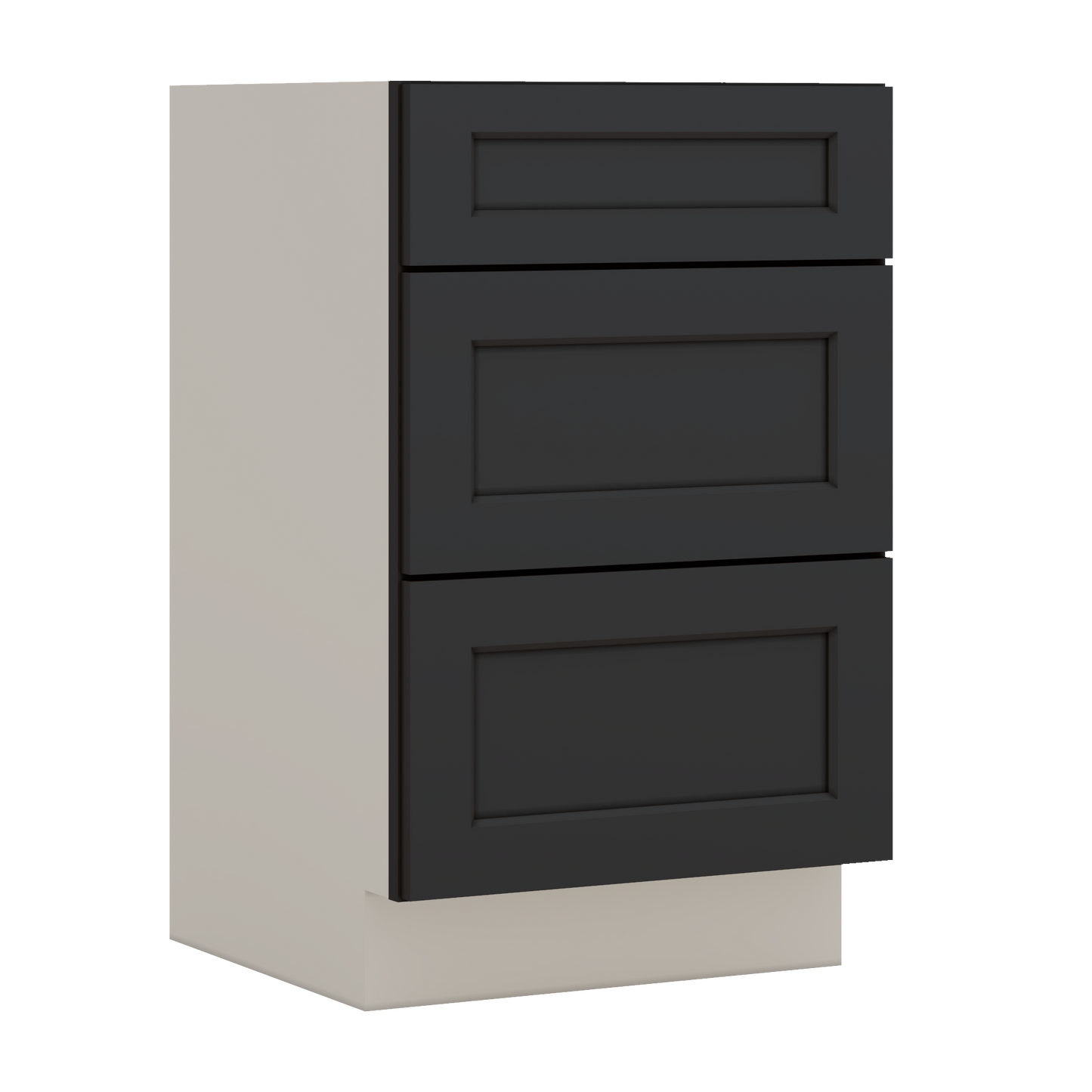 Vanity Drawer Base 12", 15", 18", 21" & 24" 15HNS Hermosa Noir Black Shaker 1-1/4" Overlay
