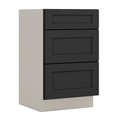 Vanity Drawer Base 12", 15", 18", 21" & 24" 15HNS Hermosa Noir Black Shaker 1-1/4" Overlay