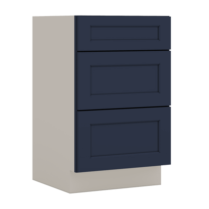 Vanity Drawer Base 12", 15", 18", 21" & 24" NB29 Naval Blue Shaker 1-1/4" Overlay