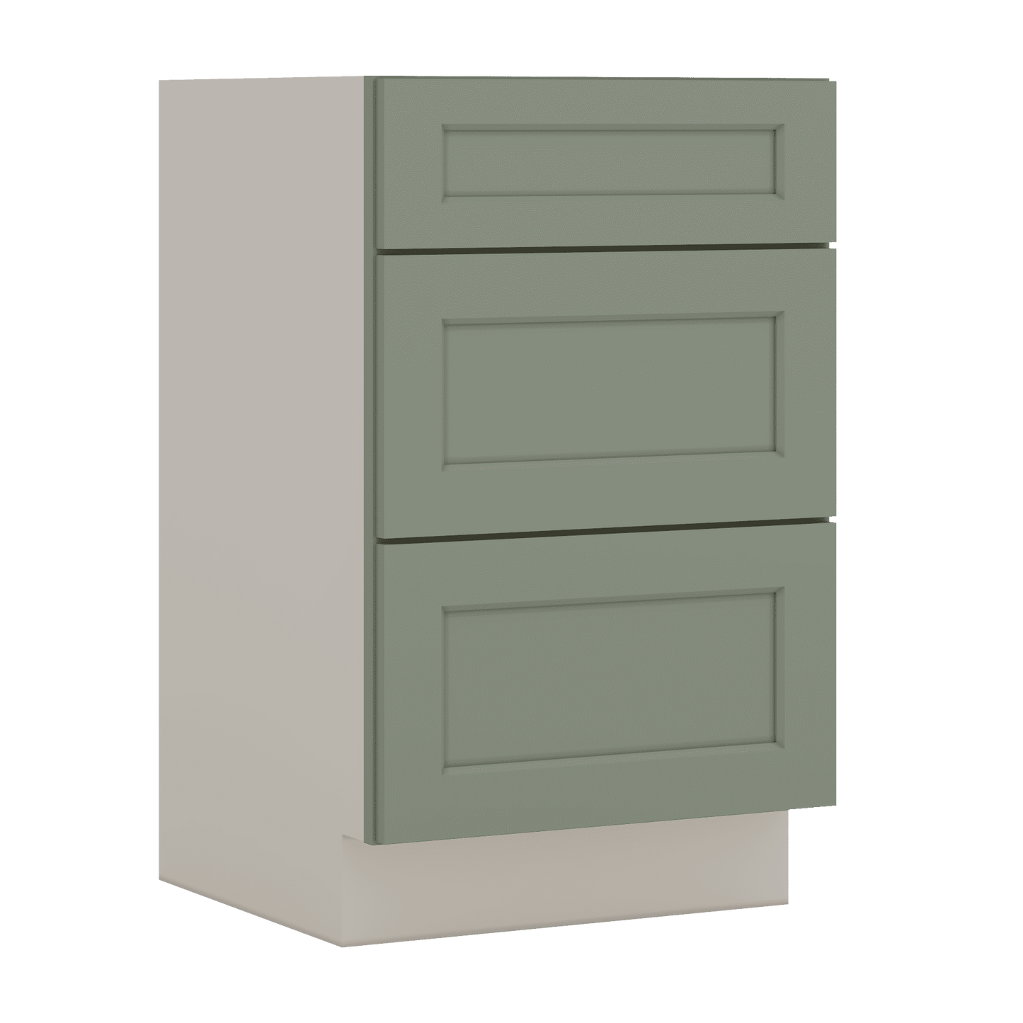 Vanity Drawer Base 12", 15", 18", 21" & 24" Green Shaker 1-1/4" Overlay