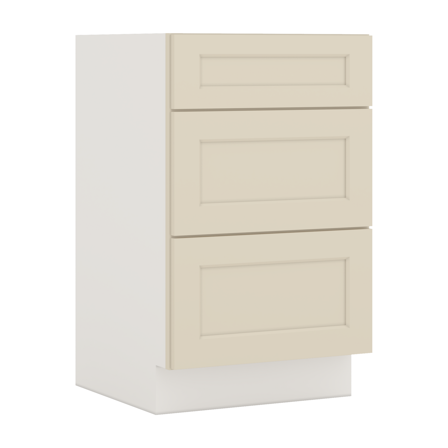 Vanity Drawer Base 12", 15", 18", 21" & 24" Manhattan Cream Shaker 1-1/4" Overlay