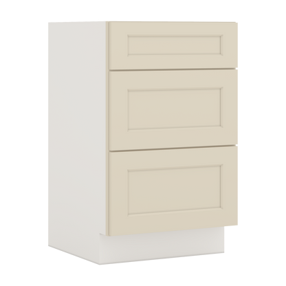 Vanity Drawer Base 12", 15", 18", 21" & 24" Manhattan Cream Shaker 1-1/4" Overlay