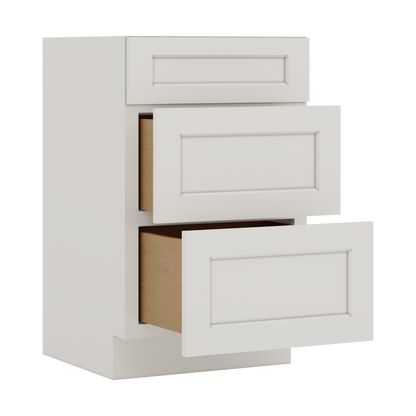 Vanity Drawer Base 12", 15", 18", 21" & 24" ICE White Shaker 1-1/4" Overlay CWS/CWB