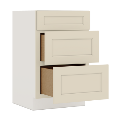 Vanity Drawer Base 12", 15", 18", 21" & 24" Manhattan Cream Shaker 1-1/4" Overlay