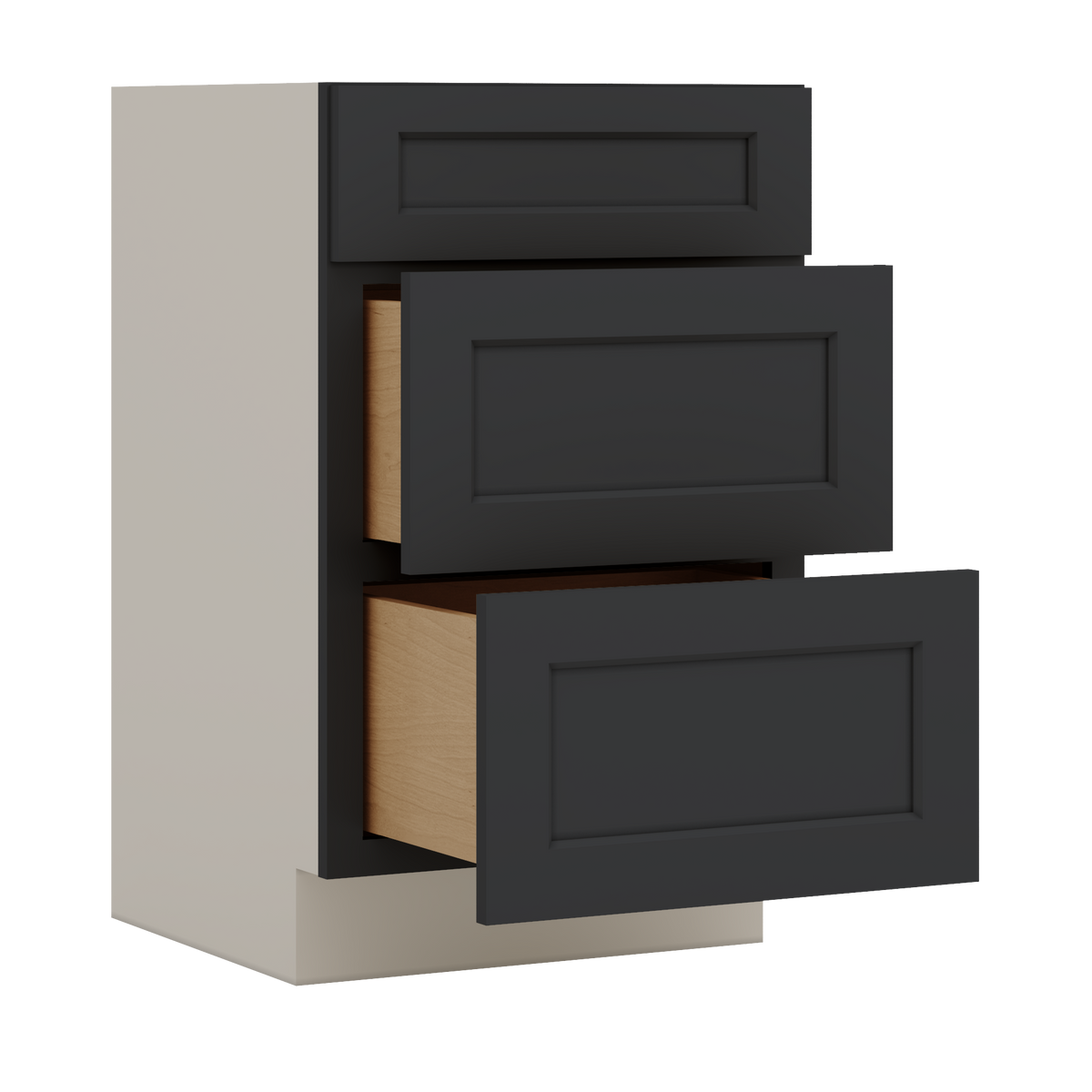 Vanity Drawer Base 12", 15", 18", 21" & 24" 15HNS Hermosa Noir Black Shaker 1-1/4" Overlay